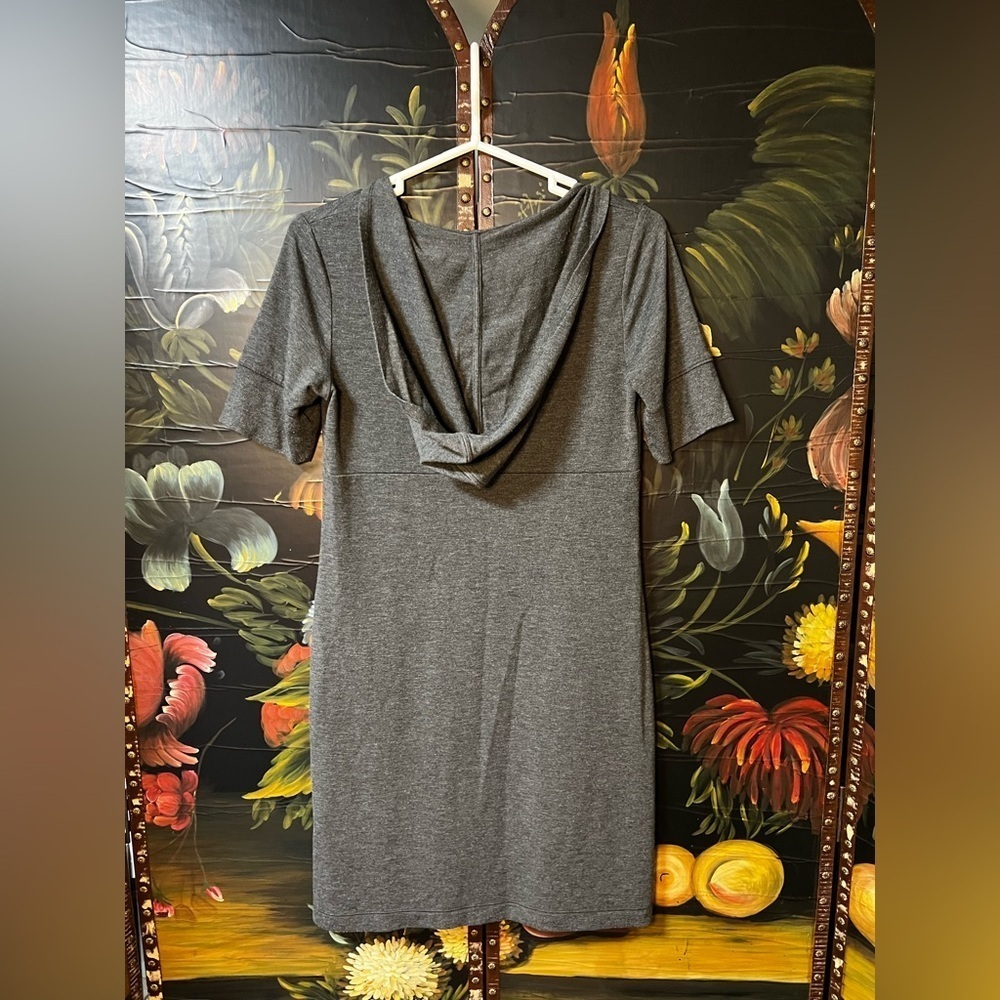 Dakini Modal Blend Short Sleeve Hoodie Dress Pockets Womens Gray (D3) - Picture 4 of 7